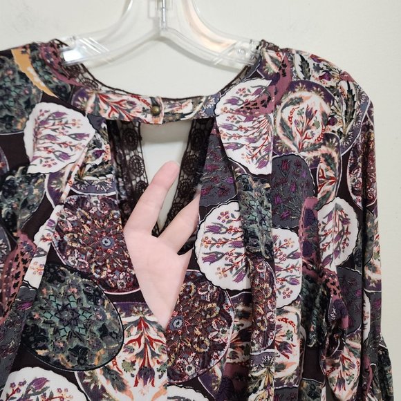 Umgee boho oversized short dress / tunic top V cut out back woman's size medium - Picture 7 of 12